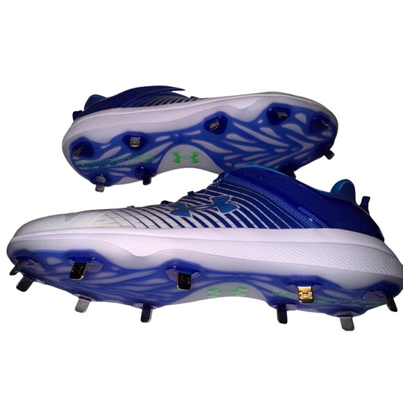 Under Armour Mens Size 16 Blue & White Yard Low MT TPU Baseball Cleats Athletic - Picture 6 of 9